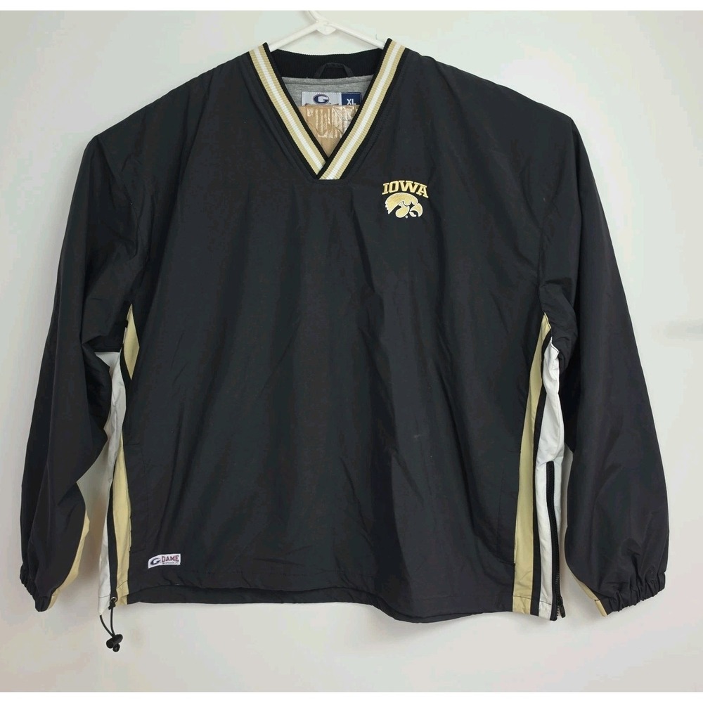 VTG Game Sportswear Iowa Hawkeyes Windbreaker Men's XL Black Embroidered